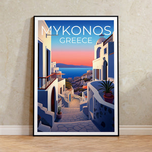 Mykonos Travel Poster, Greece Wall Art, Greece Print, Mykonos Poster, Greece Poster, City Poster, Mykonos Art