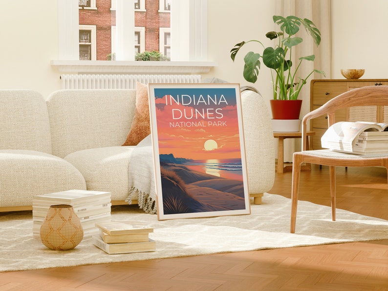 Affiche du parc national des dunes d'Indiana, art mural de l'Indiana, impression de l'Indiana, affiche des dunes, affiche des dunes d'Indiana,