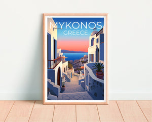 Mykonos Travel Poster, Greece Wall Art, Greece Print, Mykonos Poster, Greece Poster, City Poster, Mykonos Art