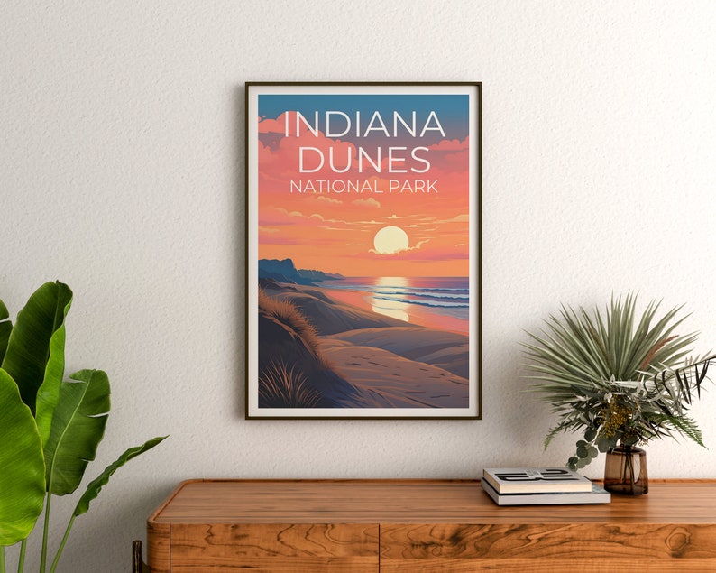 Affiche du parc national des dunes d'Indiana, art mural de l'Indiana, impression de l'Indiana, affiche des dunes, affiche des dunes d'Indiana,
