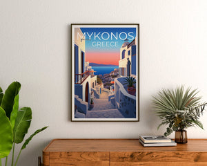 Mykonos Travel Poster, Greece Wall Art, Greece Print, Mykonos Poster, Greece Poster, City Poster, Mykonos Art