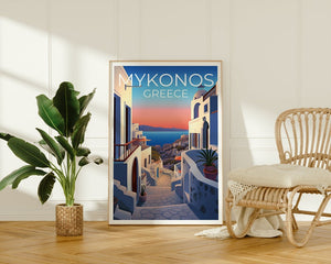 Mykonos Travel Poster, Greece Wall Art, Greece Print, Mykonos Poster, Greece Poster, City Poster, Mykonos Art