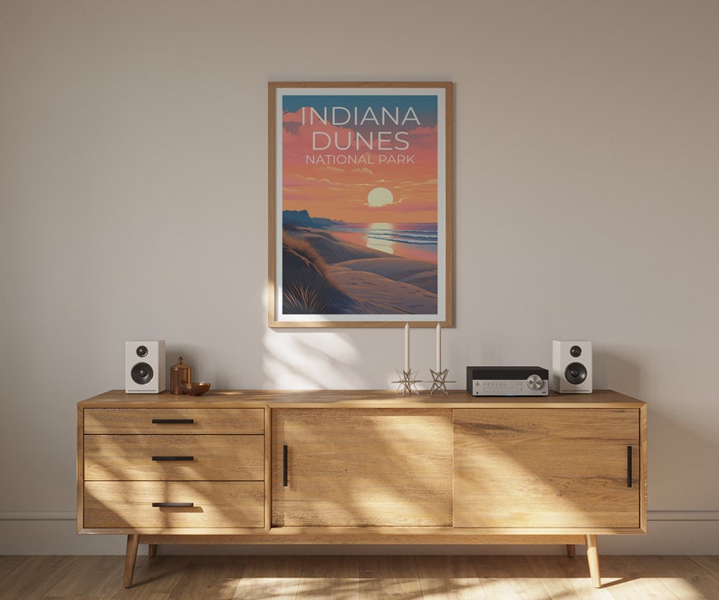 Affiche du parc national des dunes d'Indiana, art mural de l'Indiana, impression de l'Indiana, affiche des dunes, affiche des dunes d'Indiana,
