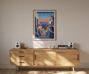 Mykonos Travel Poster, Greece Wall Art, Greece Print, Mykonos Poster, Greece Poster, City Poster, Mykonos Art