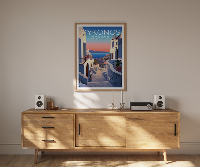 Mykonos Travel Poster, Greece Wall Art, Greece Print, Mykonos Poster, Greece Poster, City Poster, Mykonos Art