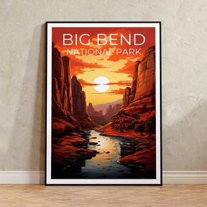 Affiche du parc national de Big Bend, impression du Texas, art du Texas, impression de Big Bend, affiche de voyage du Texas, affiche du canyon, art du Texas