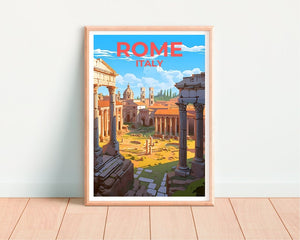 Rome Travel Poster, Italy Wall Art, Italy Print, Rome Poster, Roman Forum Poster, City Poster, Rome Art