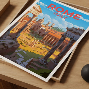 Rome Travel Poster, Italy Wall Art, Italy Print, Rome Poster, Roman Forum Poster, City Poster, Rome Art