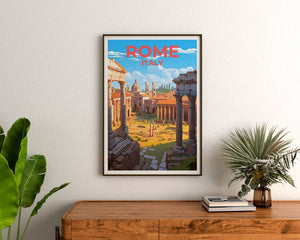 Rome Travel Poster, Italy Wall Art, Italy Print, Rome Poster, Roman Forum Poster, City Poster, Rome Art