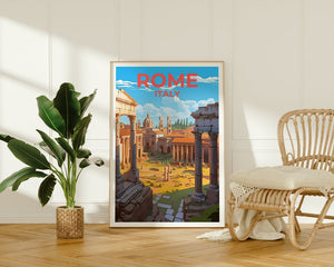 Rome Travel Poster, Italy Wall Art, Italy Print, Rome Poster, Roman Forum Poster, City Poster, Rome Art