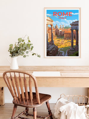 Rome Travel Poster, Italy Wall Art, Italy Print, Rome Poster, Roman Forum Poster, City Poster, Rome Art