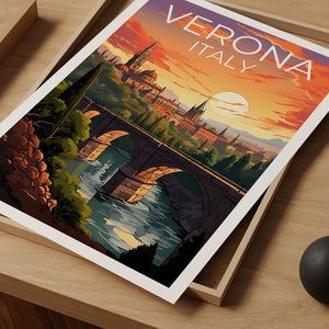 Verona Travel Poster, Italy Wall Art, Italy Print, Verona Poster, Italy Poster, City Poster, Verona Art