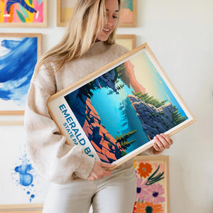 California Travel Print Emerald Bay State Park Poster Mountain Wall Art Forest Illustration California Poster Home Decor Birthday Gift