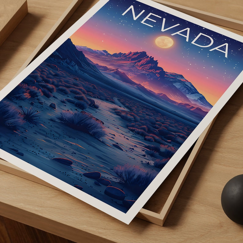 Nevada Poster, Nevada Print, Mountain Poster, Desert Print, Nevada Travel Poster, Mountain Art, Nevada Art