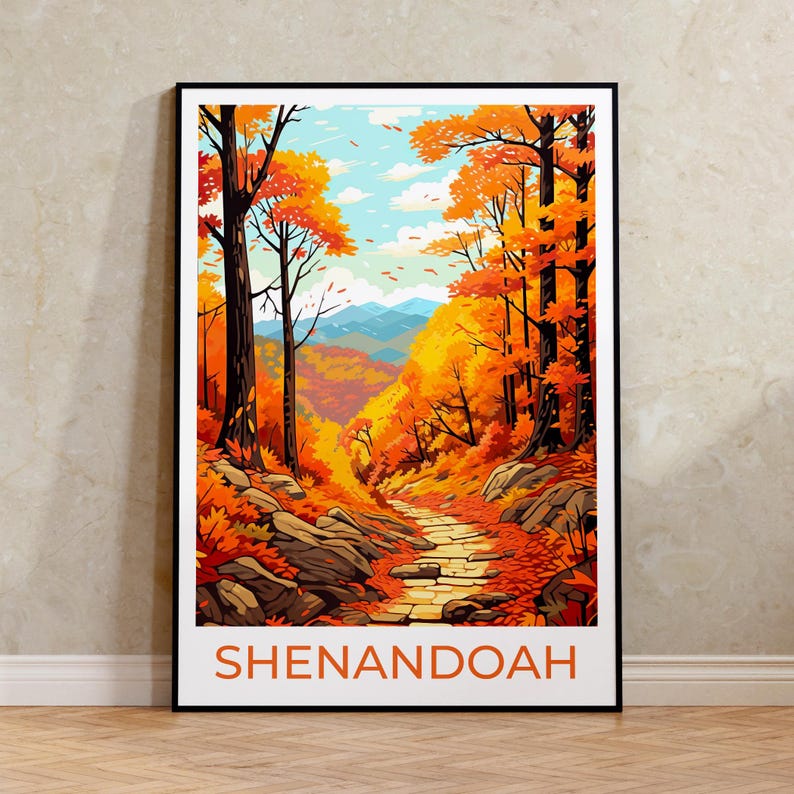Affiche du parc national de Shenandoah, art mural de Shenandoah, impression de Shenandoah, affiche de voyage de Shenandoah, affiche de nature, art d'affiche, décoration murale