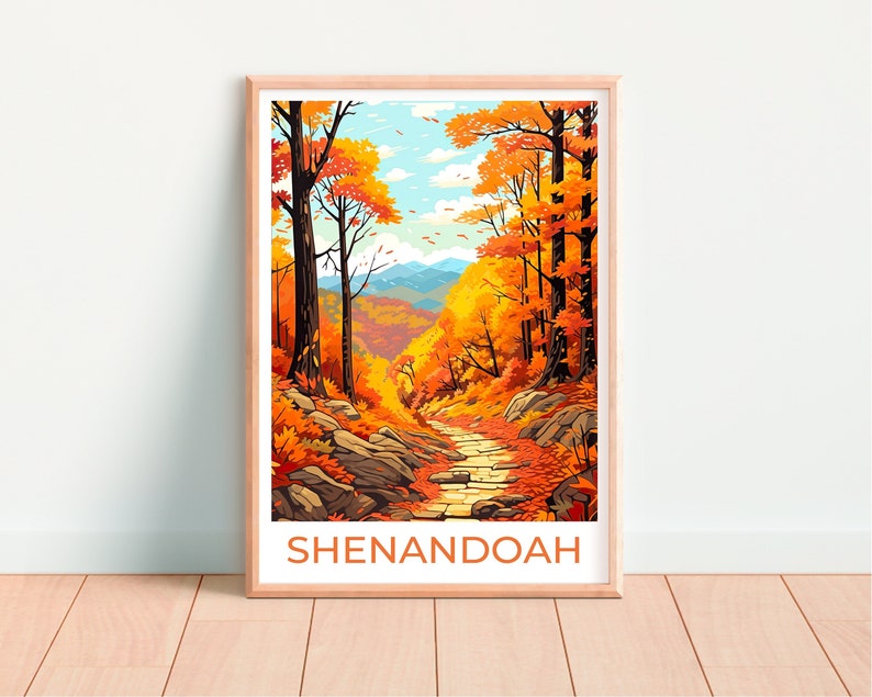 Affiche du parc national de Shenandoah, art mural de Shenandoah, impression de Shenandoah, affiche de voyage de Shenandoah, affiche de nature, art d'affiche, décoration murale