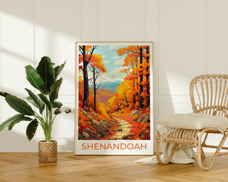 Affiche du parc national de Shenandoah, art mural de Shenandoah, impression de Shenandoah, affiche de voyage de Shenandoah, affiche de nature, art d'affiche, décoration murale