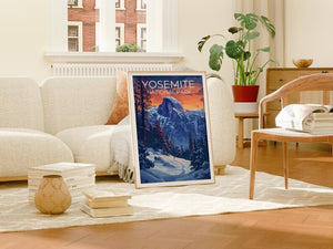 Yosemite National Park Travel Print, California Poster, Half Dome Wall Art, Yosemite Poster, Home Decor, Birthday Gift