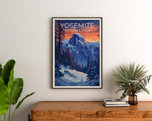Yosemite National Park Travel Print, California Poster, Half Dome Wall Art, Yosemite Poster, Home Decor, Birthday Gift