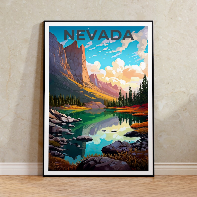 Affiche du Nevada, Impression du Nevada, Affiche du Grand Bassin, Impression du Grand Bassin, Affiche de voyage du Nevada, Art du lac, Art du Nevada