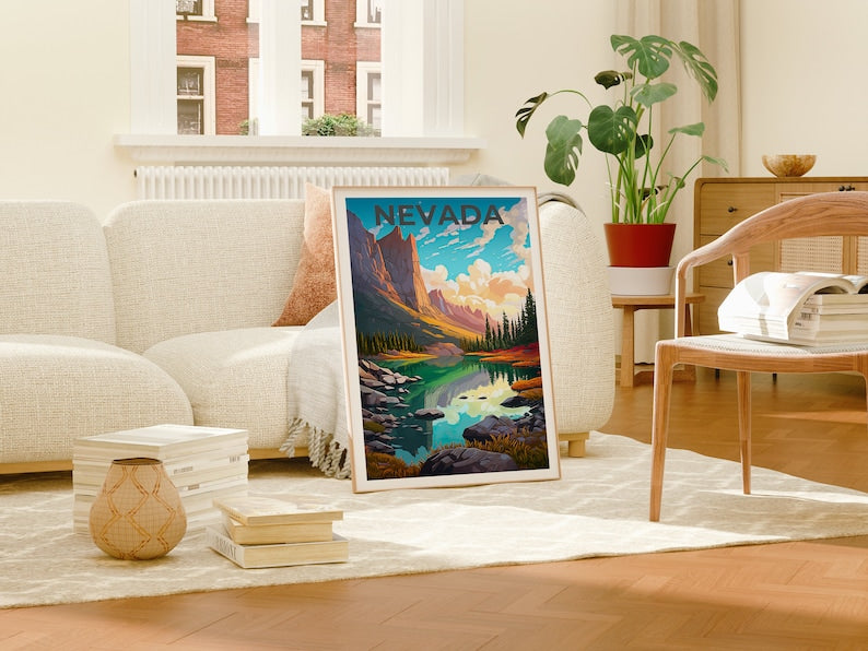 Affiche du Nevada, Impression du Nevada, Affiche du Grand Bassin, Impression du Grand Bassin, Affiche de voyage du Nevada, Art du lac, Art du Nevada
