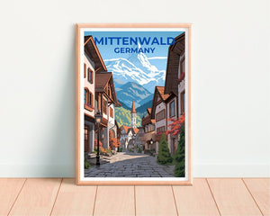 Affiche de voyage de Mittenwald, Art mural d’Allemagne, Impression d’Allemagne, Affiche de Mittenwald, Affiche d’Europe, Affiche de ville, Art de Mittenwald