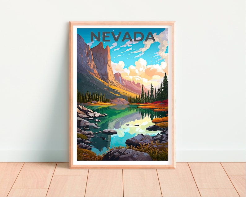 Affiche du Nevada, Impression du Nevada, Affiche du Grand Bassin, Impression du Grand Bassin, Affiche de voyage du Nevada, Art du lac, Art du Nevada