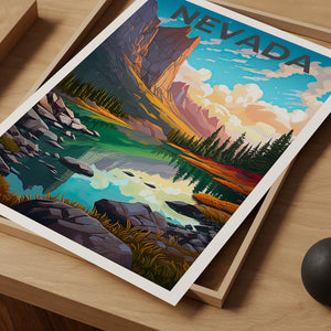 Affiche du Nevada, Impression du Nevada, Affiche du Grand Bassin, Impression du Grand Bassin, Affiche de voyage du Nevada, Art du lac, Art du Nevada