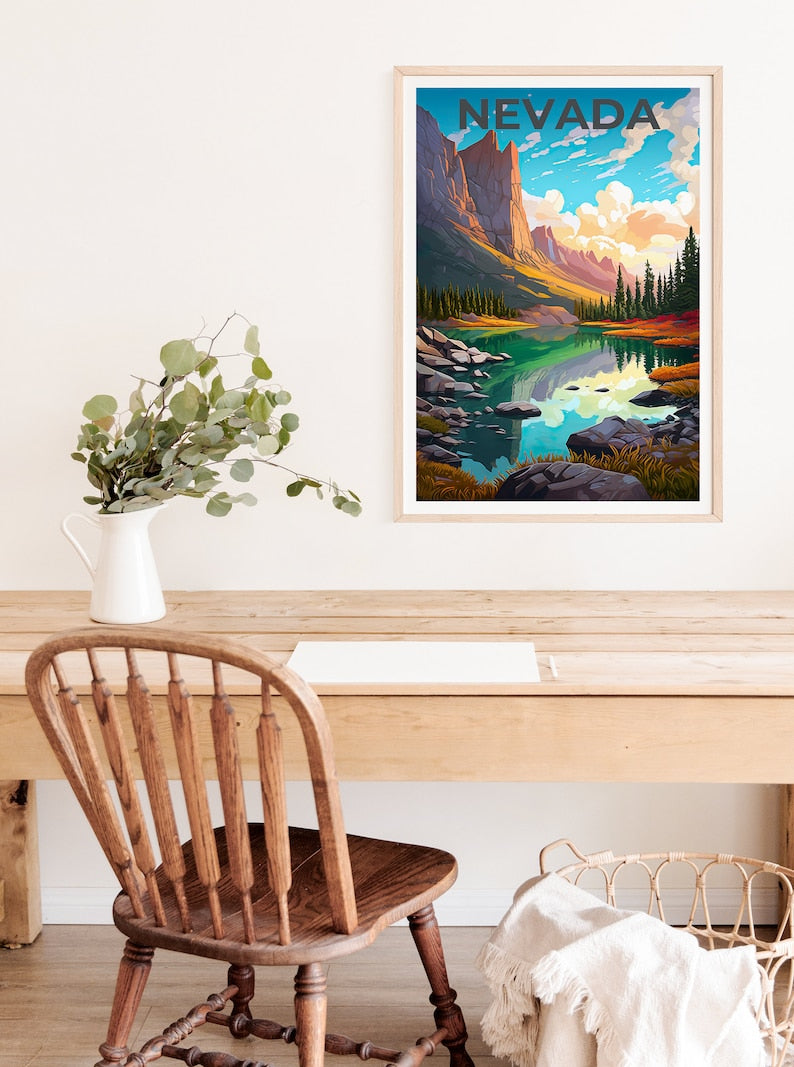 Affiche du Nevada, Impression du Nevada, Affiche du Grand Bassin, Impression du Grand Bassin, Affiche de voyage du Nevada, Art du lac, Art du Nevada