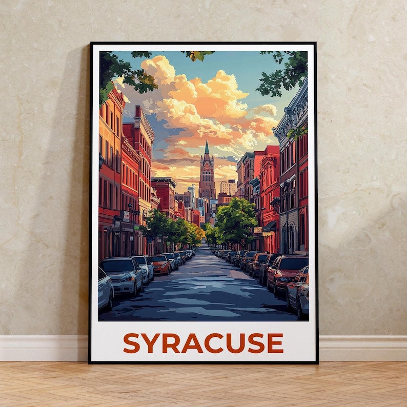 Syracuse Poster, New York Travel Print, City Wall Art, Cityscape Illustration, Landscape Poster, Scenic Wall Art, Home Decor, Birthday Gift