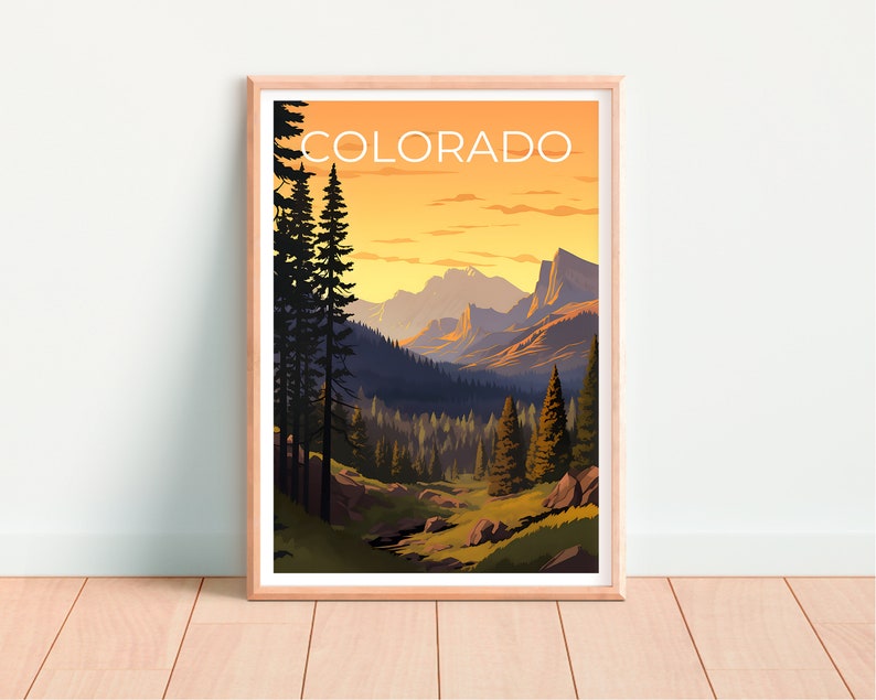 Affiche de voyage du Colorado, art mural de montagne, impression de montagne, affiche du Colorado, affiche des Rocheuses, affiche de montagne, impression du Colorado