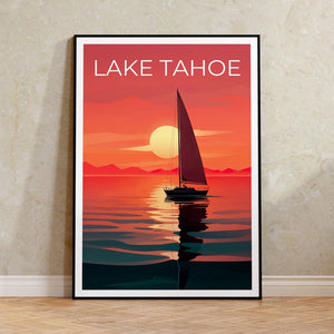 Lake Tahoe Travel Poster, California Wall Art, California Print, Lake Tahoe Poster, California Poster, Lake Poster, Lake Tahoe Print