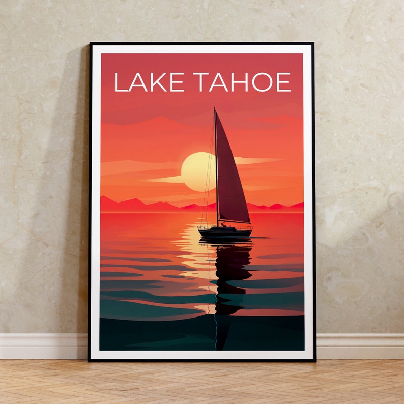Lake Tahoe Travel Poster, California Wall Art, California Print, Lake Tahoe Poster, California Poster, Lake Poster, Lake Tahoe Print