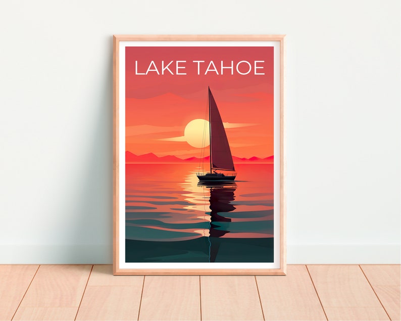 Lake Tahoe Travel Poster, California Wall Art, California Print, Lake Tahoe Poster, California Poster, Lake Poster, Lake Tahoe Print