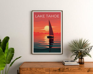 Lake Tahoe Travel Poster, California Wall Art, California Print, Lake Tahoe Poster, California Poster, Lake Poster, Lake Tahoe Print