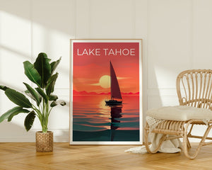 Lake Tahoe Travel Poster, California Wall Art, California Print, Lake Tahoe Poster, California Poster, Lake Poster, Lake Tahoe Print