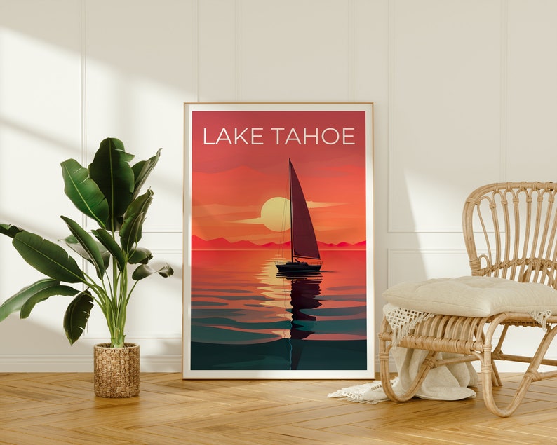 Lake Tahoe Travel Poster, California Wall Art, California Print, Lake Tahoe Poster, California Poster, Lake Poster, Lake Tahoe Print