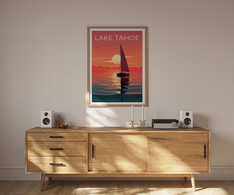 Lake Tahoe Travel Poster, California Wall Art, California Print, Lake Tahoe Poster, California Poster, Lake Poster, Lake Tahoe Print