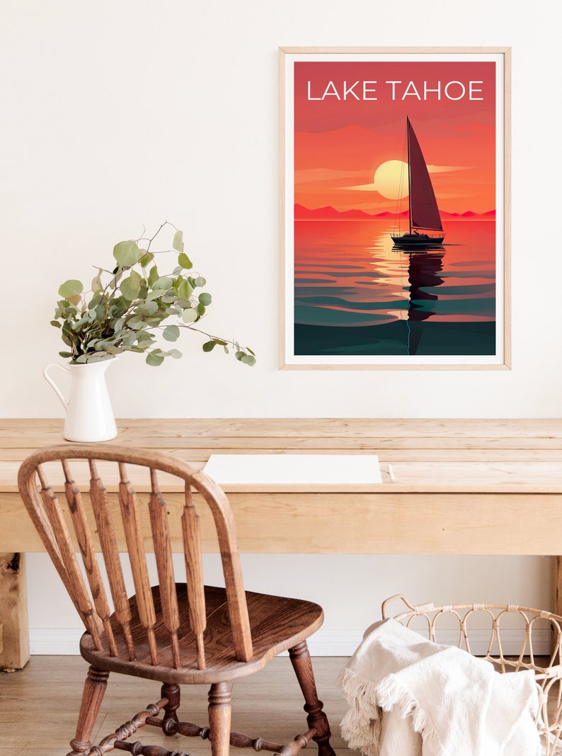 Lake Tahoe Travel Poster, California Wall Art, California Print, Lake Tahoe Poster, California Poster, Lake Poster, Lake Tahoe Print