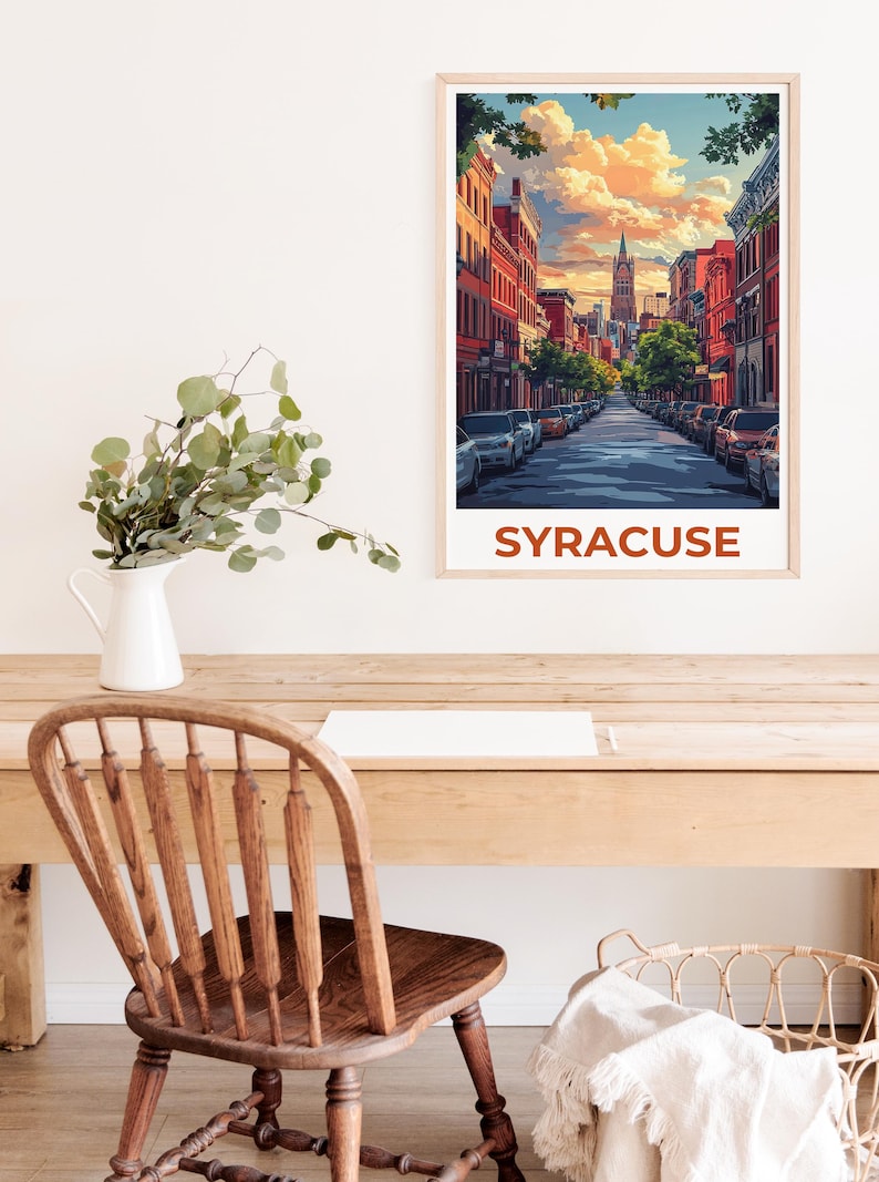 Syracuse Poster, New York Travel Print, City Wall Art, Cityscape Illustration, Landscape Poster, Scenic Wall Art, Home Decor, Birthday Gift