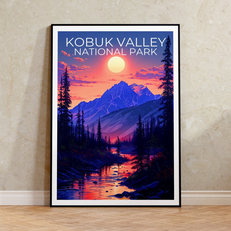 Affiche du parc national de Kobuk Valley, impression de Kobuk Valley, affiche d'Alaska, impression d'Alaska, affiche de voyage de Kobuk Valley, art de l'Alaska, affiche de randonnée