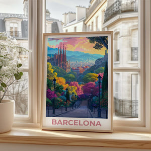 Barcelona Travel Poster, Sagrada Familia Print
