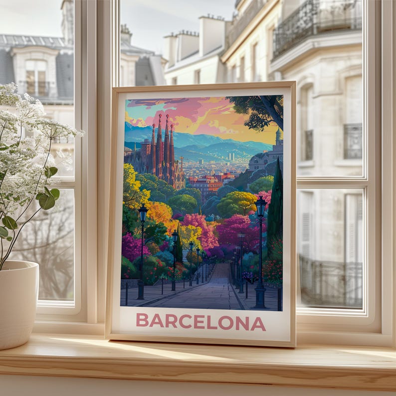 Barcelona Travel Poster, Sagrada Familia Print