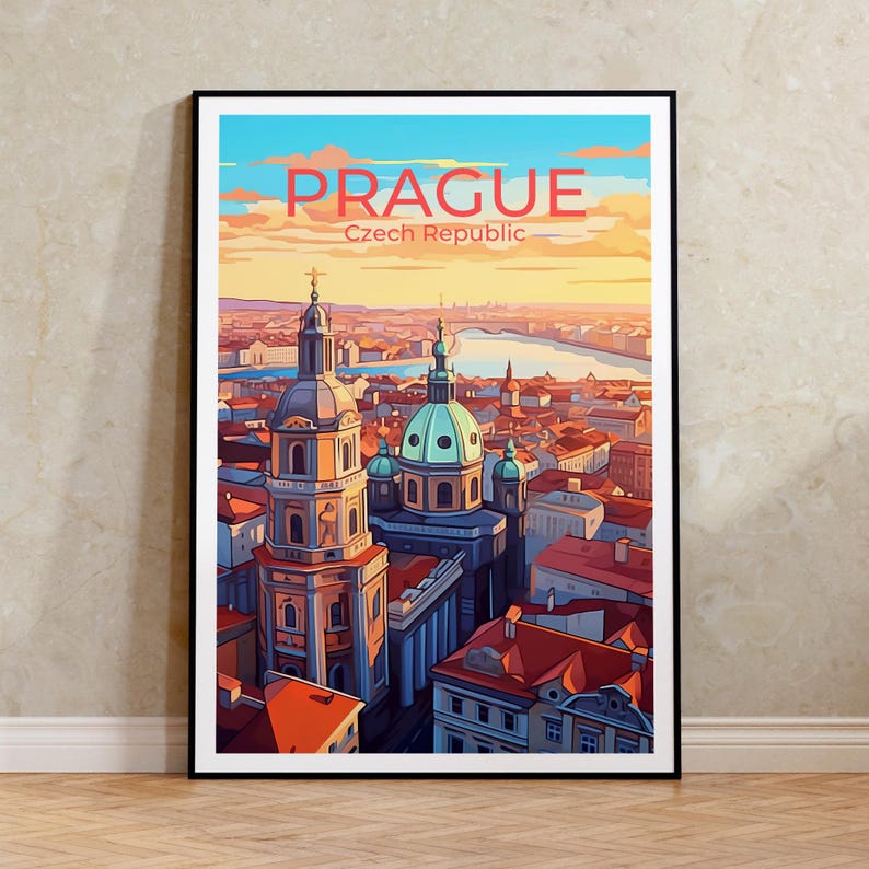 Prague Travel Poster, Prague Wall Art, Prague Print, Czech Republic Poster, Czech Republic Art, Europe Poster, Poster Art, Wall Decor