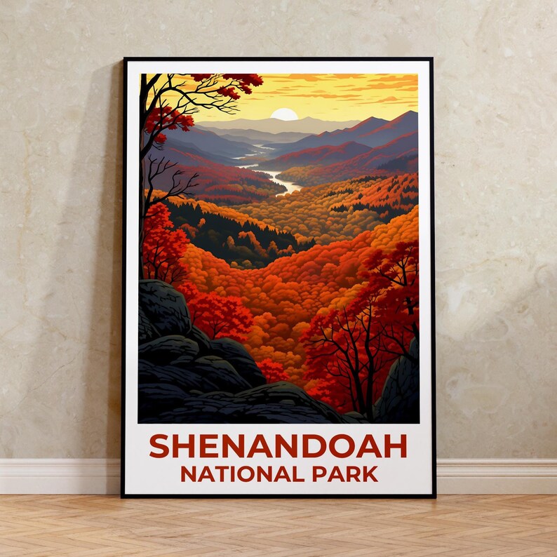 Shenandoah Poster, Virginia Print, Forest Art, Mountains Illustration, Shenandoah Print, National Park Gift, Blue Ridge, Birthday Gift
