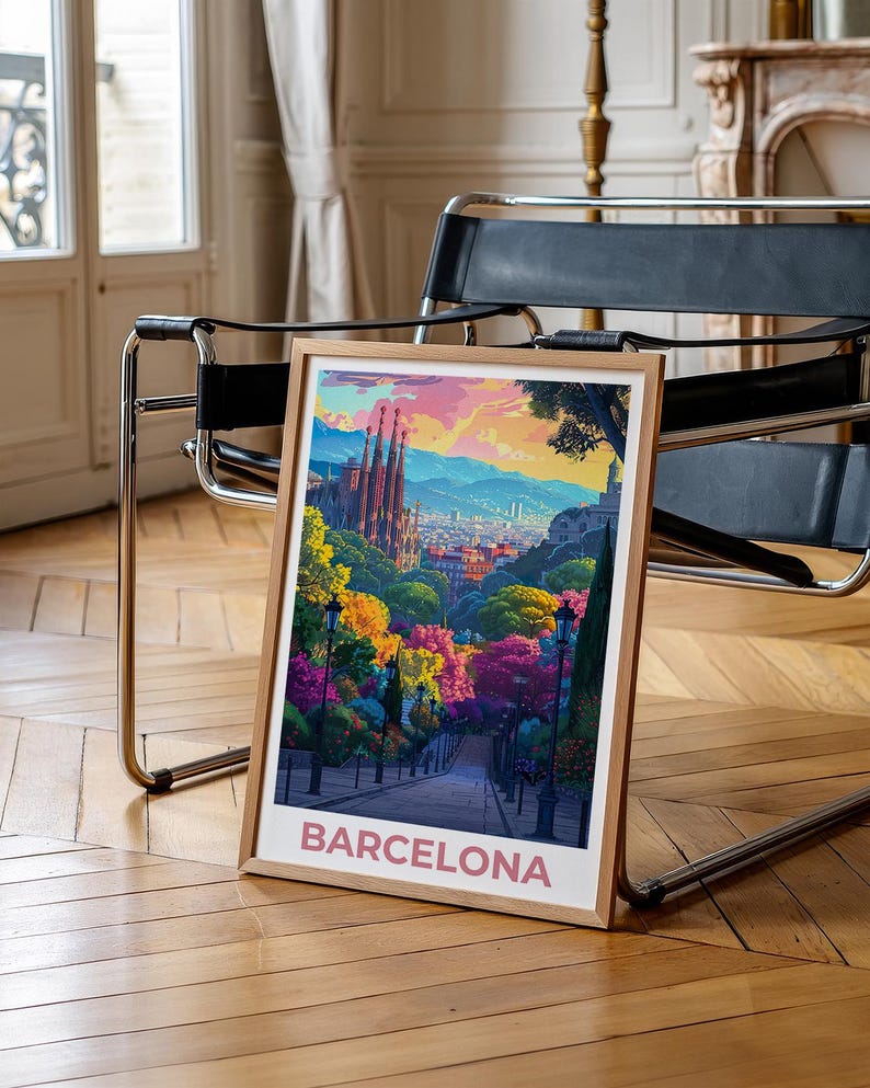 Barcelona Travel Poster, Sagrada Familia Print