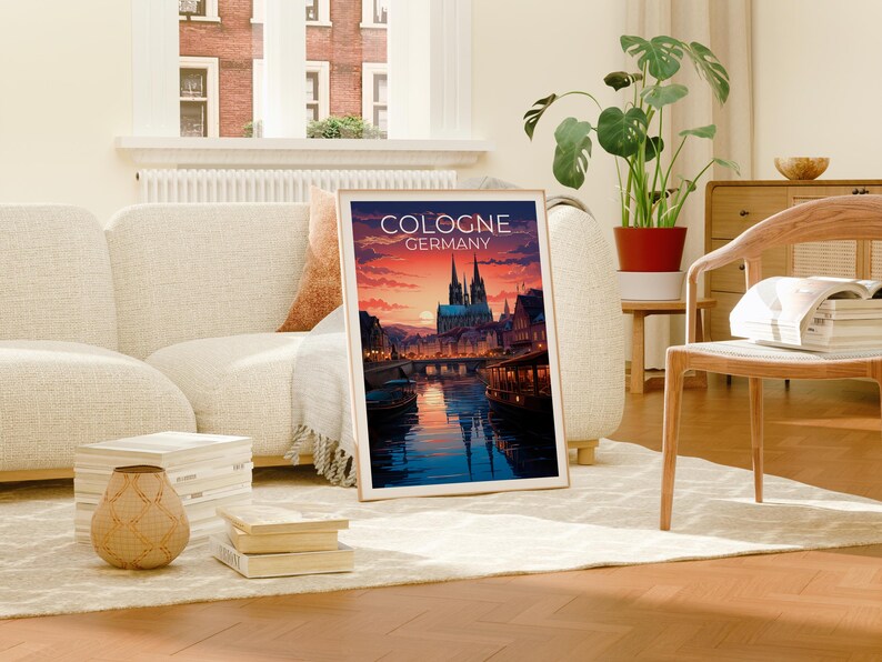 Cologne Travel Print, Germany Poster, Cityscape Wall Art, Germany Illustration, Cologne Poster, Home Decor, Birthday Gift