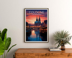 Cologne Travel Print, Germany Poster, Cityscape Wall Art, Germany Illustration, Cologne Poster, Home Decor, Birthday Gift