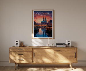 Cologne Travel Print, Germany Poster, Cityscape Wall Art, Germany Illustration, Cologne Poster, Home Decor, Birthday Gift