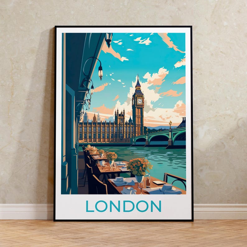 London Travel Poster, London Wall Art, London Print, Big Ben Poster, Big Ben Art, Europe Poster, Poster Art, Wall Decor